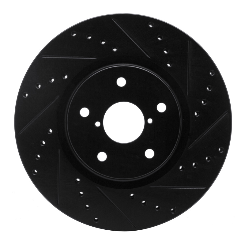 Subaru Legacy Brake Rotor (1) - Front Right - R1 Concepts - Drilled & Slotted - Black - `06-`21